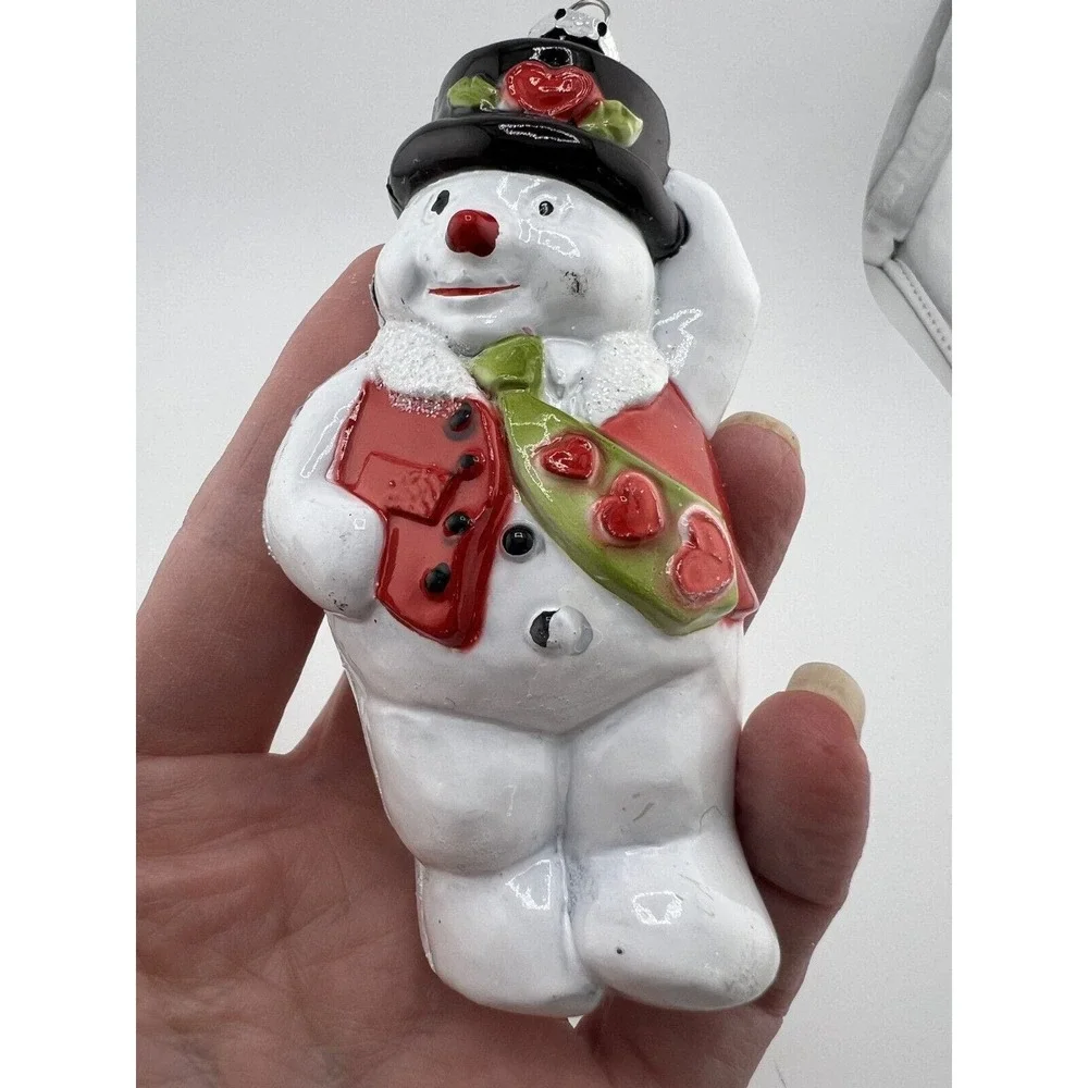Vintage Home Decorative Frosty‎ The Snowman Glass Christmas Ornament - Lot of 3